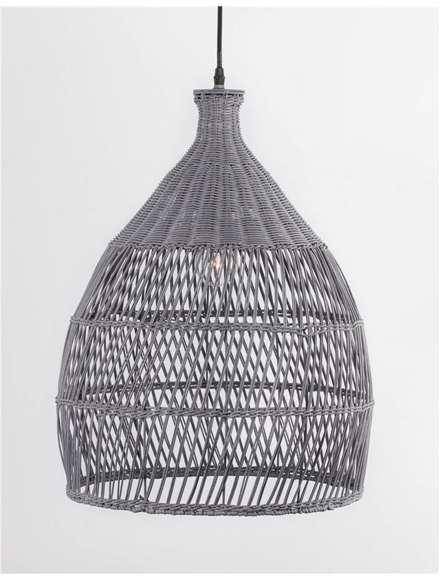 DESTIN Pendant light, Metal & Rattan, Grey colour, D:42*54.5*250