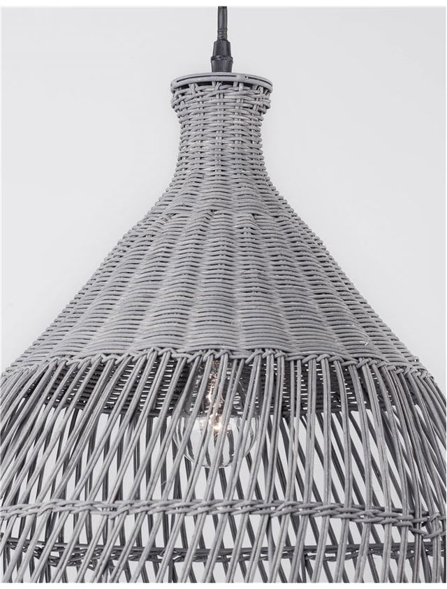 DESTIN Pendant light, Metal & Rattan, Grey colour, D:42*54.5*250