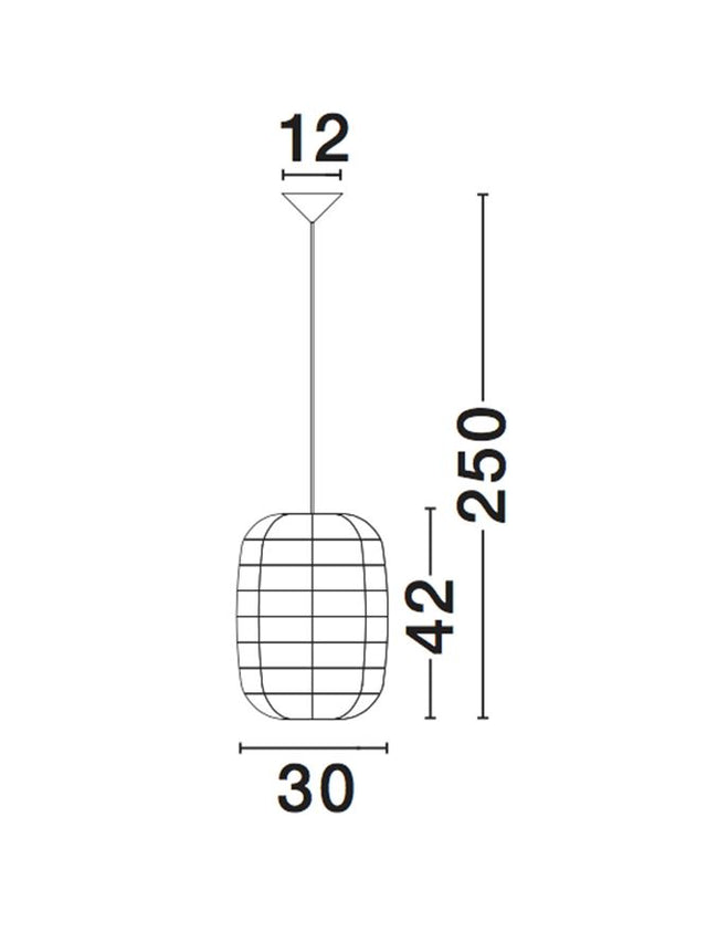 MELODY Natural Ratan Black Fabric Wire & Base LED E27 1x12W IP20 Bulb Excluded D: 30 H1: 42 H2: 250 cm