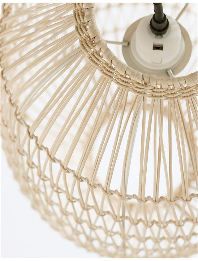 MELODY Natural Ratan Black Fabric Wire & Base LED E27 1x12W IP20 Bulb Excluded D: 30 H1: 42 H2: 250 cm