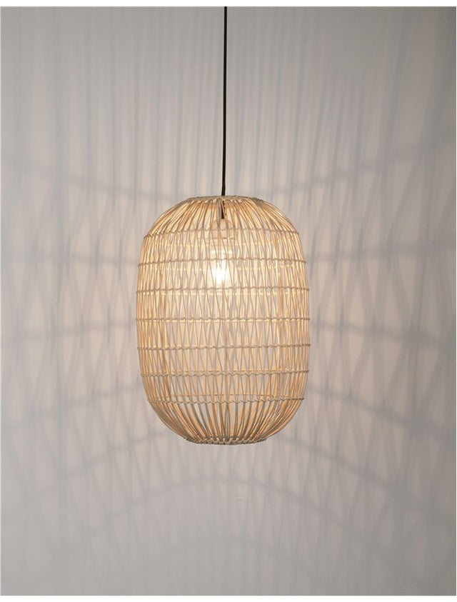 MELODY Natural Ratan Black Fabric Wire & Base LED E27 1x12W IP20 Bulb Excluded D: 30 H1: 42 H2: 250 cm