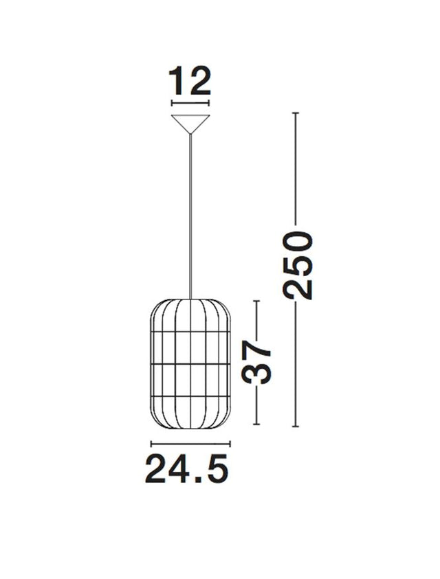 AURORA Natural Ratan Black Fabric Wire & Base LED E27 1x12W IP20 Bulb Excluded D: 24.5 H1: 37 H2: 250 cm