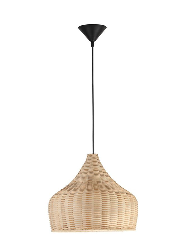 MIA Natural Ratan & Wood Black Fabric Wire & Base LED E27 1x12W IP20 Bulb Excluded D: 38.5 H: 250 cm