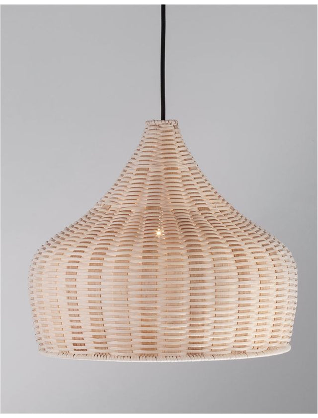 MIA Natural Ratan & Wood Black Fabric Wire & Base LED E27 1x12W IP20 Bulb Excluded D: 38.5 H: 250 cm