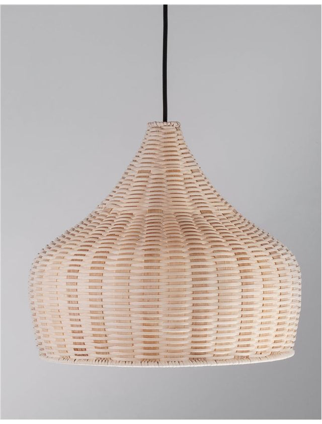 MIA Natural Ratan & Wood Black Fabric Wire & Base LED E27 1x12W IP20 Bulb Excluded D: 38.5 H: 250 cm