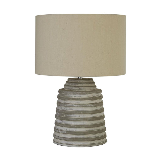 LIANA GREY RIDGED CEMENT TABLE LAMP WITH GREY SHADE