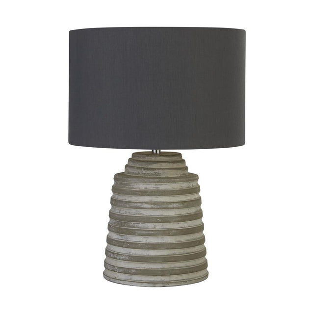 LIANA GREY RIDGED CEMENT TABLE LAMP WITH GREY SHADE