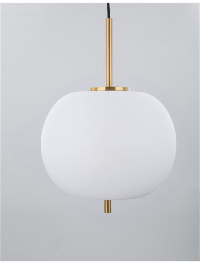 LATO Opal Glass Antique Brass Metal Black Fabric Wire LED E27 1x12 Watt 230 Volt IP20 Bulb Excluded D: 30 H1: 23 H2: 120 cm