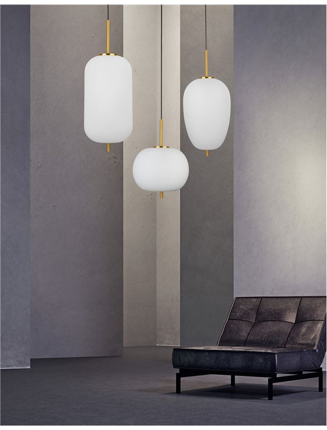 LATO Opal Glass Antique Brass Metal Black Fabric Wire LED E27 1x12 Watt 230 Volt IP20 Bulb Excluded D: 27 H1: 40 H2: 120 cm