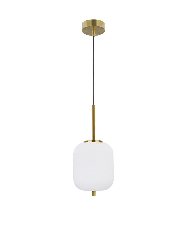 LATO Opal Glass Antique Brass Metal Black Fabric Wire LED E14 1x5 Watt 230 Volt IP20 Bulb Excluded D: 16.5 H1: 20 H2: 120 cm