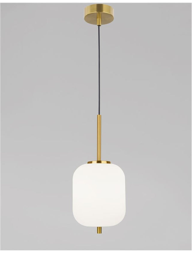 LATO Opal Glass Antique Brass Metal Black Fabric Wire LED E14 1x5 Watt 230 Volt IP20 Bulb Excluded D: 16.5 H1: 20 H2: 120 cm