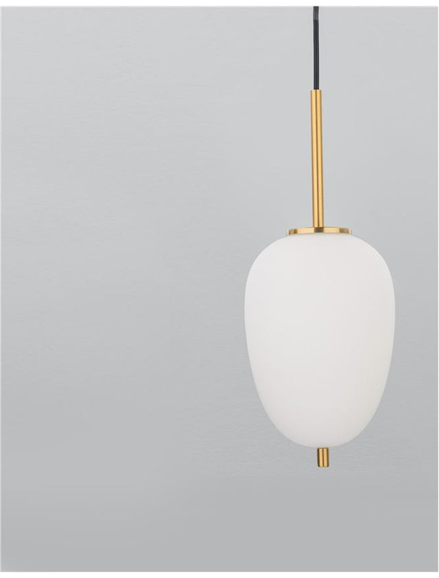 LATO Opal Glass Antique Brass Metal Black Fabric Wire LED E14 1x5 Watt 230 Volt IP20 Bulb Excluded D: 15.8 H1: 23 H2: 120 cm