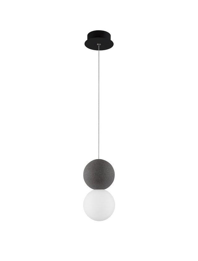 ZERO Gray Concrete Opal Glass & Black Aluminium LED G9 1x5 Watt IP20 220-240 Volt Bulb Excluded 10 D: 10 H1: 19.5 H2: 120 cm