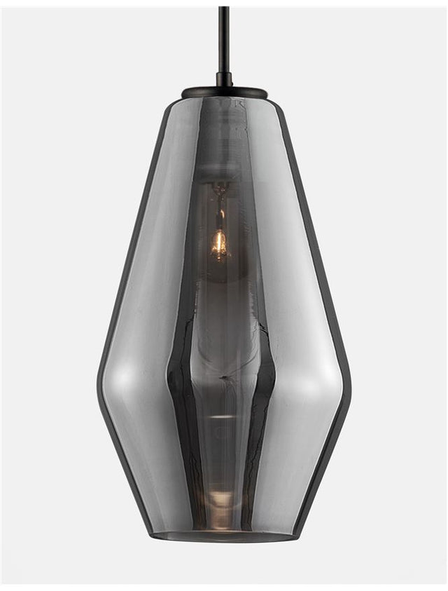 VEIRO Chrome Glass Black Metal Black Fabric Wire LED E27 1x12 Watt 230 Volt IP20 Bulb Excluded D: 17 H1: 28.5 H2: 120 cm