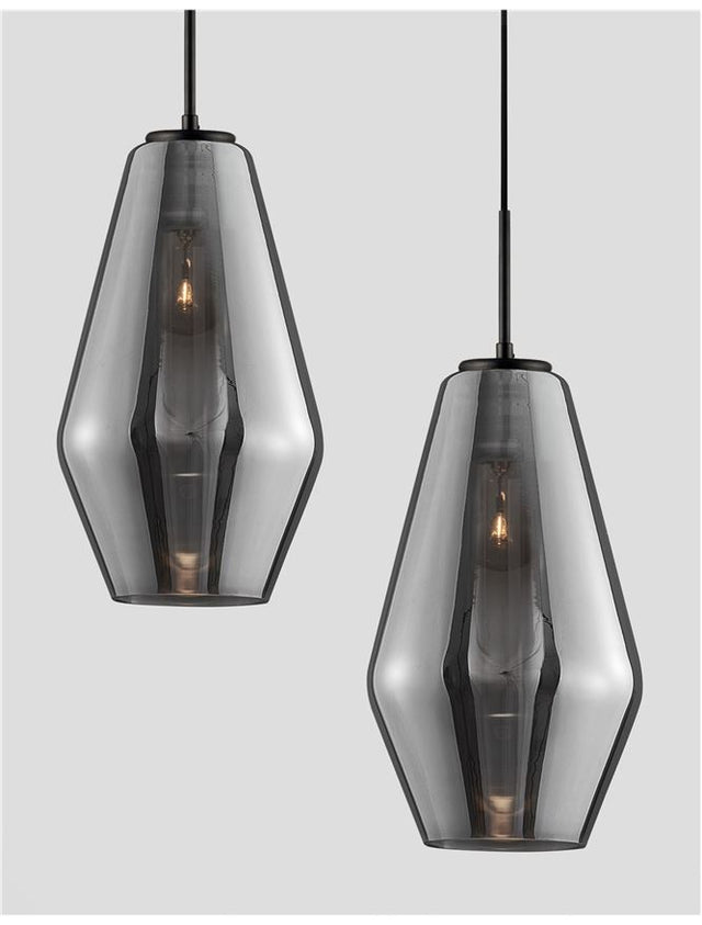 VEIRO Chrome Glass Black Metal Black Fabric Wire LED E27 1x12 Watt 230 Volt IP20 Bulb Excluded D: 17 H1: 28.5 H2: 120 cm