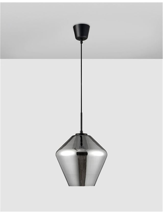 VEIRO Chrome Glass Black Metal Black Fabric Wire LED E27 1x12 Watt 230 Volt IP20 Bulb Excluded D: 23 H1: 22 H2: 120 cm