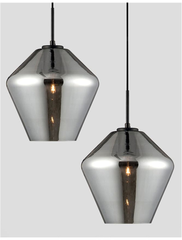 VEIRO Chrome Glass Black Metal Black Fabric Wire LED E27 1x12 Watt 230 Volt IP20 Bulb Excluded D: 23 H1: 22 H2: 120 cm