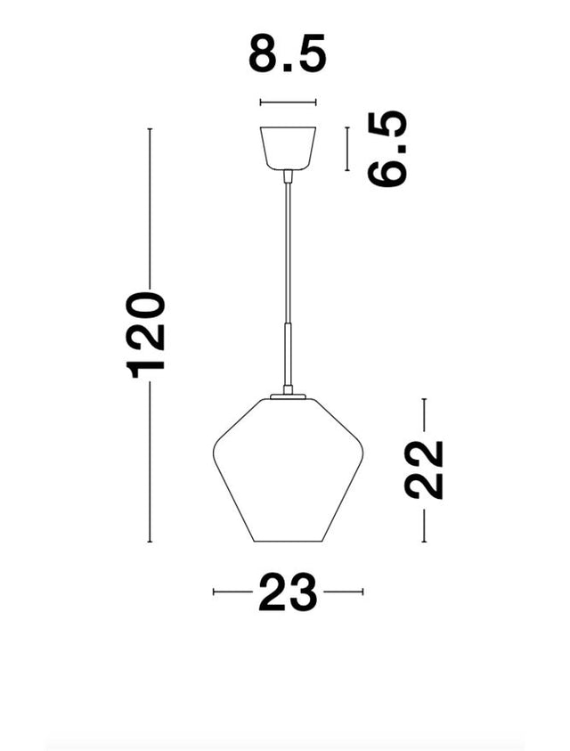 VEIRO Chrome Glass Black Metal Black Fabric Wire LED E27 1x12 Watt 230 Volt IP20 Bulb Excluded D: 23 H1: 22 H2: 120 cm