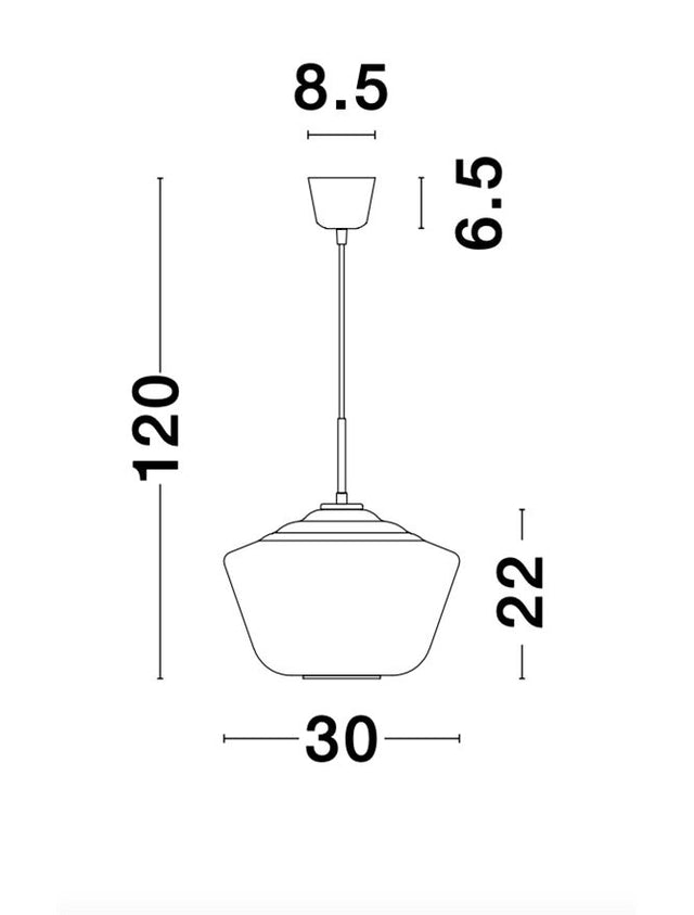 VEIRO Chrome Glass Black Metal Black Fabric Wire LED E27 1x12 Watt 230 Volt IP20 Bulb Excluded D: 30 H1: 21.8 H2: 120 cm