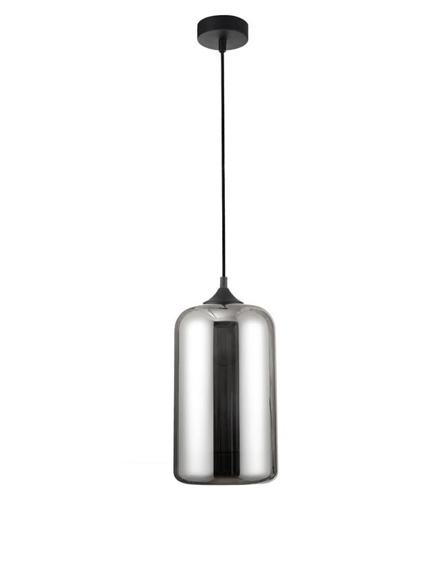 SAVAZ Chrome Glass Black Metal Black Fabric Wire LED E27 1x12 Watt 230 Volt IP20 Bulb Excluded D: 17.5 H1: 29.8 H2: 120 cm