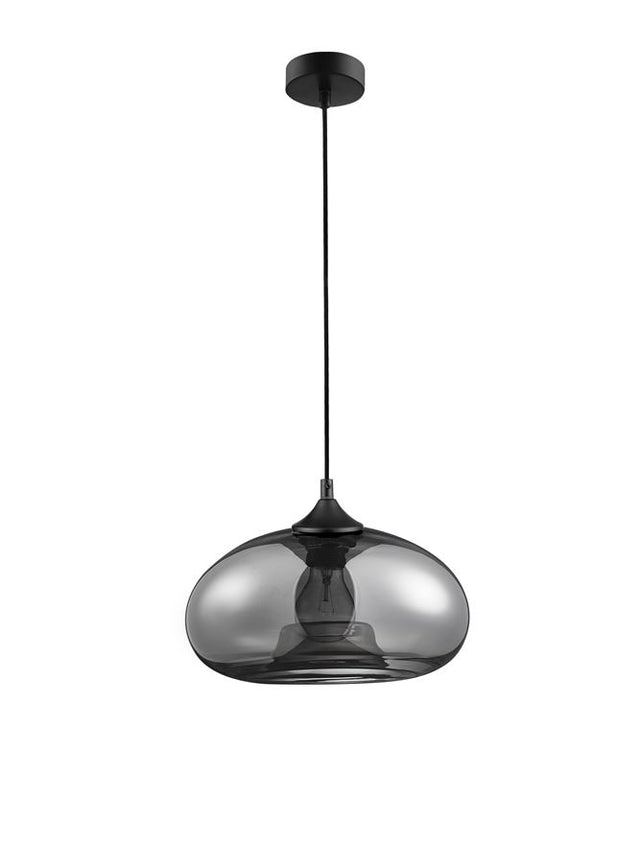 SAVAZ Chrome Glass Black Metal Black Fabric Wire LED E27 1x12 Watt 230 Volt IP20 Bulb Excluded D: 28 H1: 14 H2: 120 cm