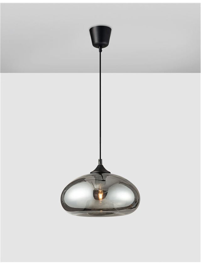 SAVAZ Chrome Glass Black Metal Black Fabric Wire LED E27 1x12 Watt 230 Volt IP20 Bulb Excluded D: 28 H1: 14 H2: 120 cm