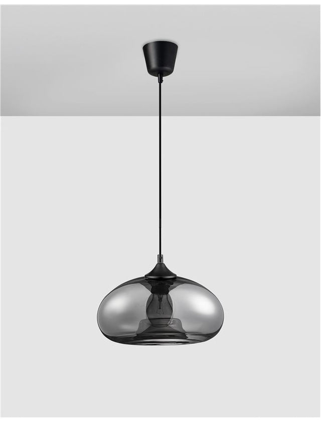 SAVAZ Chrome Glass Black Metal Black Fabric Wire LED E27 1x12 Watt 230 Volt IP20 Bulb Excluded D: 28 H1: 14 H2: 120 cm