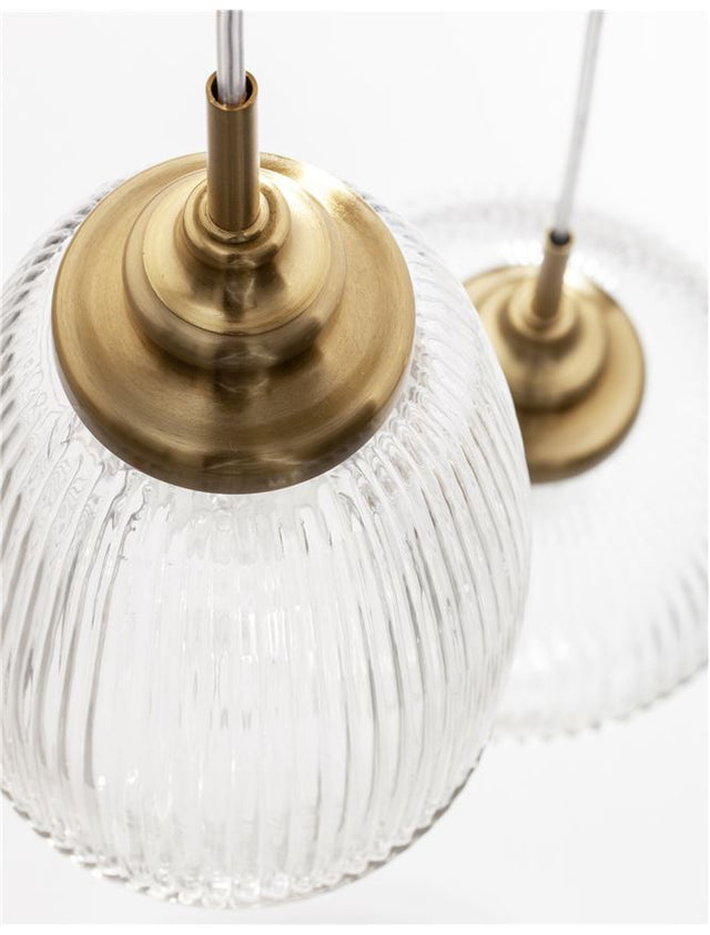 MOND Satin Gold Metal Clear Glass LED E14 3x5 Watt 230Volt IP20 Bulb Excluded D: 49 H: 120 cm