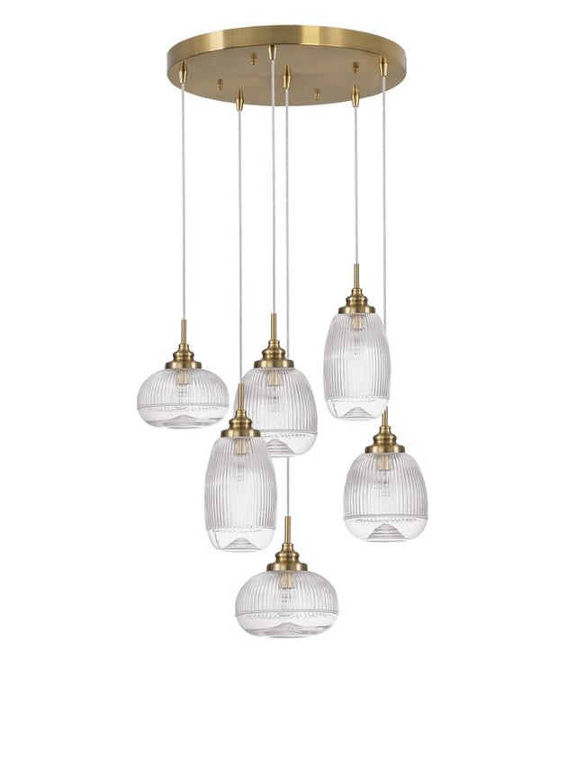 MOND Satin Gold Metal Clear Glass LED E14 6x5 Watt230 Volt IP20 Bulb Excluded D: 51 H: 120 cm