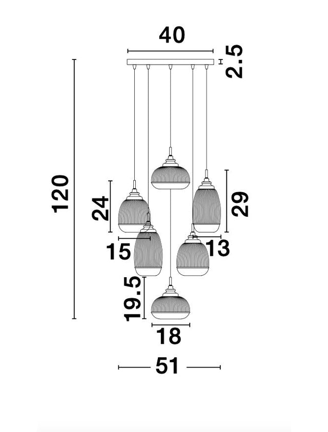 MOND Satin Gold Metal Clear Glass LED E14 6x5 Watt230 Volt IP20 Bulb Excluded D: 51 H: 120 cm