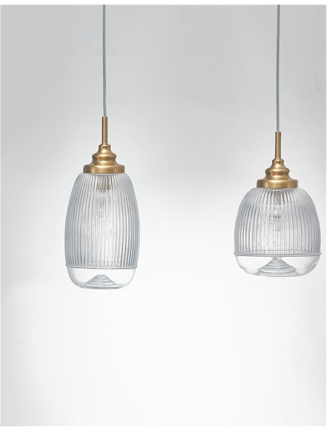 MOND Satin Gold Metal Clear Glass LED E14 3x5 Watt 230 Volt IP20 Bulb Excluded L: 76.5 W: 18 H: 120 cm