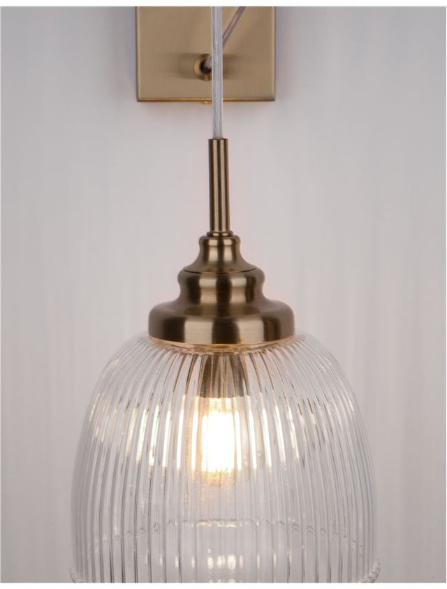 MOND Satin Gold Metal Clear Glass LED E14 1x5 Watt 230 Volt IP20 Bulb Excluded L: 18 W: 27.5 H: 40 cm