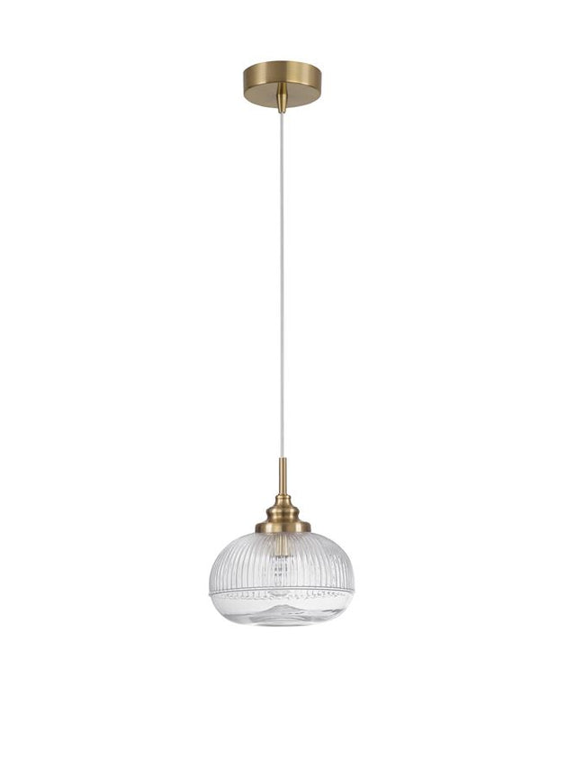 MOND Satin Gold Metal Clear Glass LED E14 1x5 Watt 230 Volt IP20 Bulb Excluded D: 18 H: 120 cm