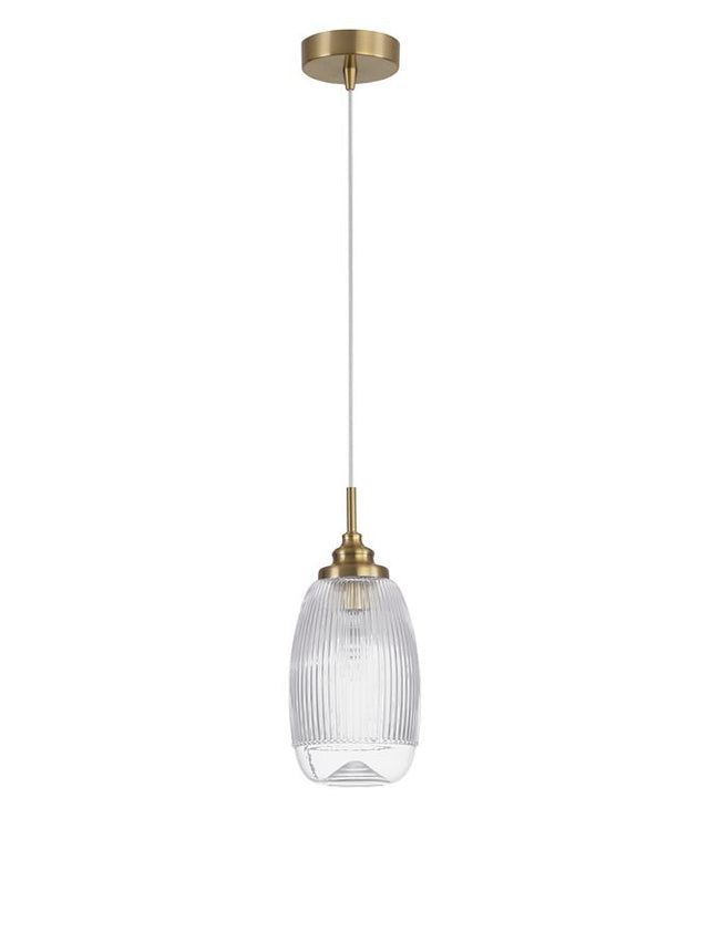 MOND Satin Gold Metal Clear Glass LED E14 1x5 Watt 230 Volt IP20 Bulb Excluded D: 13 H: 120 cm