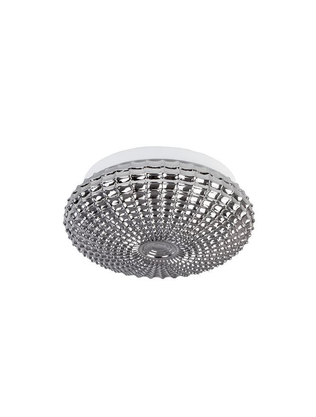 CLAM Smoke Chrome Glass White Metal LED E27 2x12 Watt 230 Volt IP44 Bulb Excluded D: 30 H: 12 cm