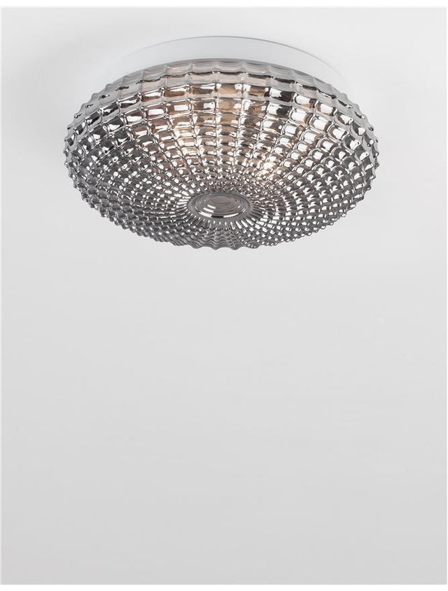 CLAM Smoke Chrome Glass White Metal LED E27 2x12 Watt 230 Volt IP44 Bulb Excluded D: 30 H: 12 cm