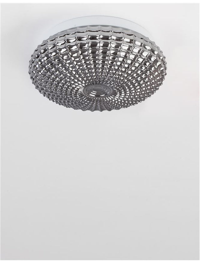 CLAM Smoke Chrome Glass White Metal LED E27 2x12 Watt 230 Volt IP44 Bulb Excluded D: 30 H: 12 cm