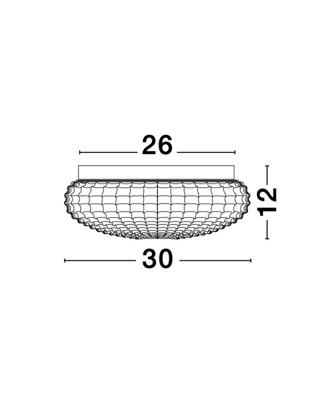 CLAM Smoke Chrome Glass White Metal LED E27 2x12 Watt 230 Volt IP44 Bulb Excluded D: 30 H: 12 cm