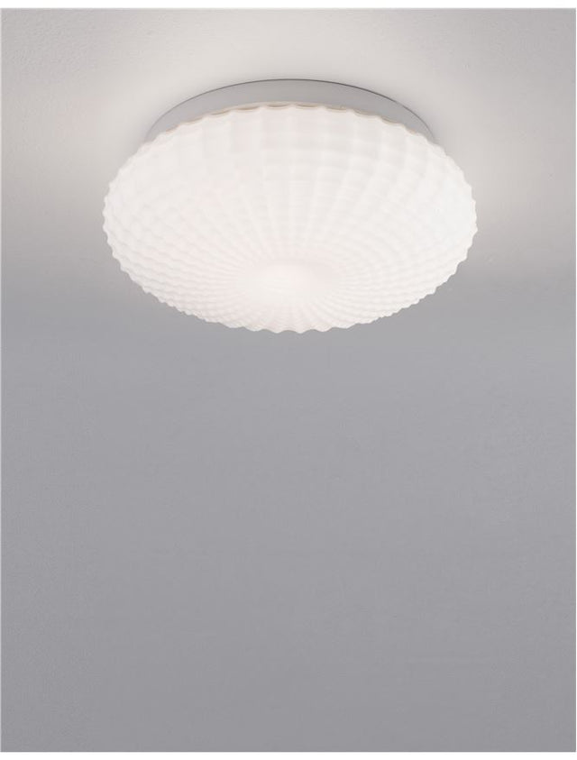 CLAM White Glass White Metal LED E27 2x12 Watt 230 Volt IP44 Bulb Excluded D: 30 H: 12 cm