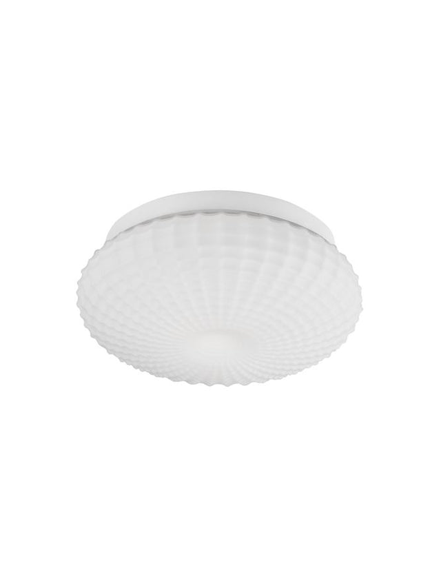 CLAM White Glass White Metal LED E27 2x12 Watt 230 Volt IP44 Bulb Excluded D: 30 H: 12 cm