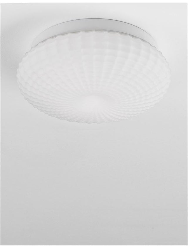 CLAM White Glass White Metal LED E27 2x12 Watt 230 Volt IP44 Bulb Excluded D: 30 H: 12 cm