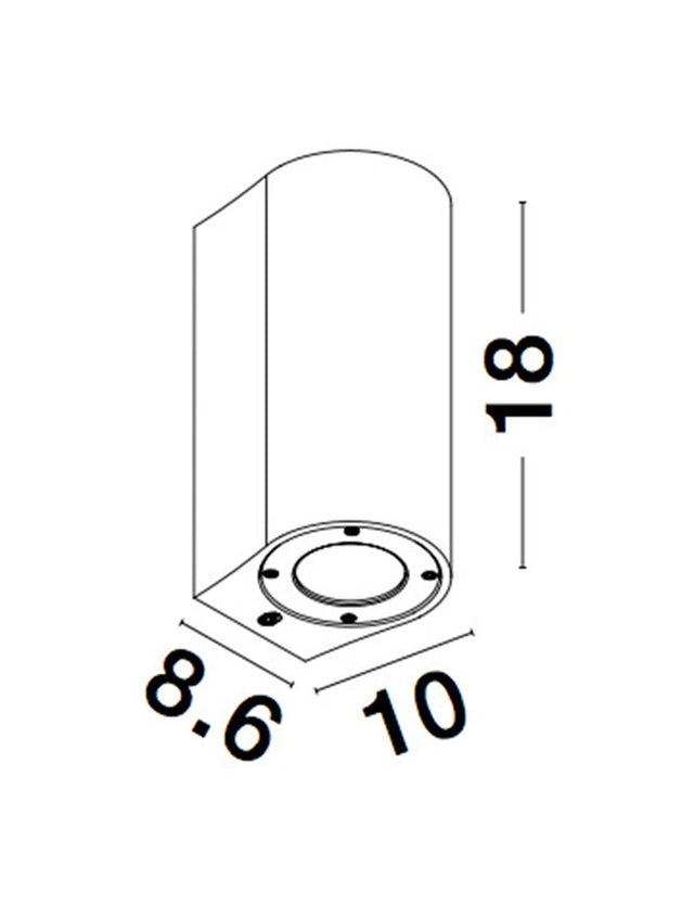 LIDO White Sandstone Glass Diffuser LED GU10 2x7 Watt IP65 100-240 Volt Bulb Excluded
Light Up & Down D: 8.6 W: 10 H: 18 cm