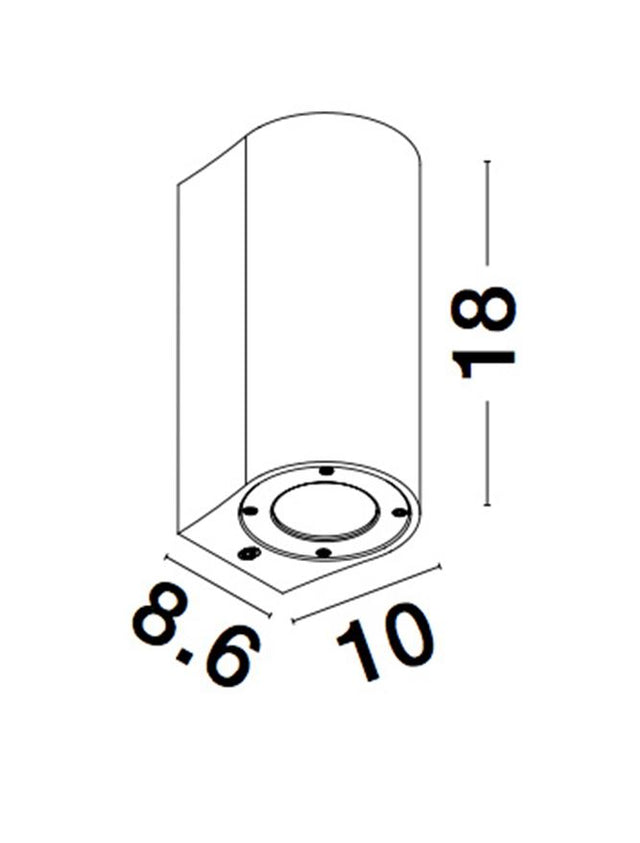 LIDO Gray Concrete Glass Diffuser LED GU10 2x7 Watt IP65 100-240 Volt Bulb Excluded
Light Up & Down D: 8.6 W: 10 H: 18 cm