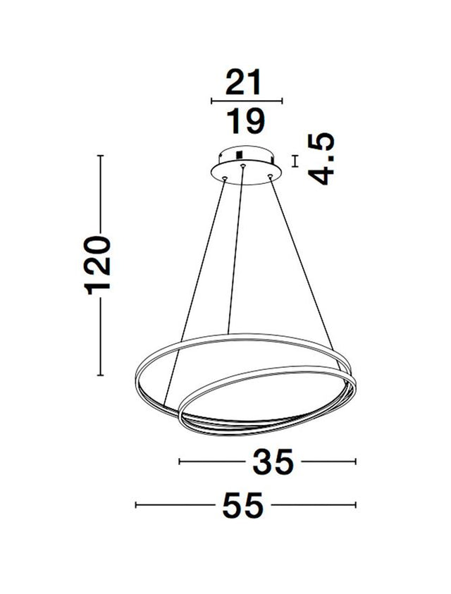 GRANIA Dimmable Matt Gold Aluminium & Acrylic LED 25 Watt 230 Volt 1900Lm 3000K IP20 D1: 55 D2: 35 H: 120 cm