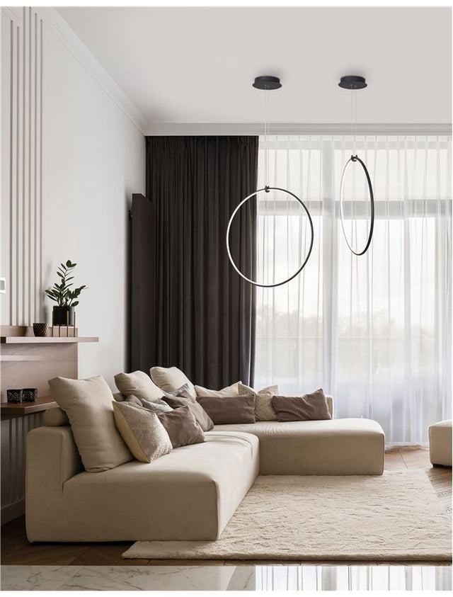 RING Dimmable Sandy Black Aluminium & Acrylic LED 28 Watt 230 Volt 1600Lm 3000K IP20 D : 68 W: 21 H: 120 cm