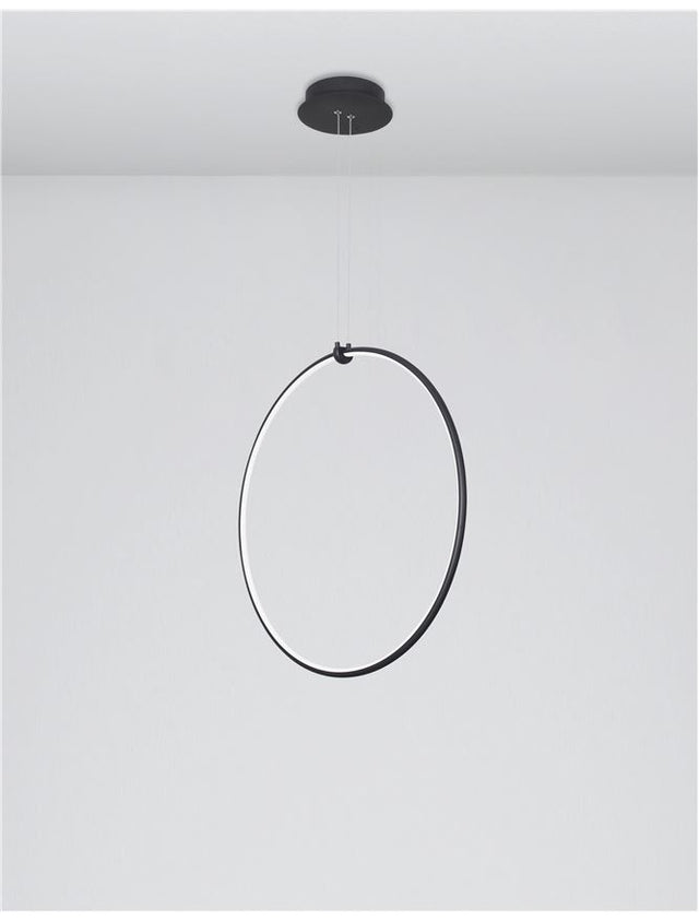 RING Dimmable Sandy Black Aluminium & Acrylic LED 28 Watt 230 Volt 1600Lm 3000K IP20 D : 68 W: 21 H: 120 cm