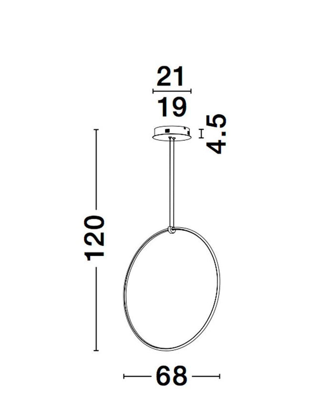 RING Dimmable Sandy Black Aluminium & Acrylic LED 28 Watt 230 Volt 1600Lm 3000K IP20 D : 68 W: 21 H: 120 cm