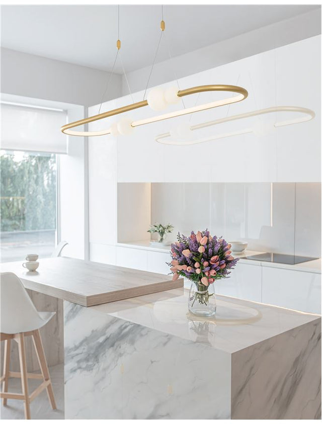 CELIA Dimmable Satin Gold Aluminium Opal Glass LED 44.2 Watt 230 Volt 2660Lm 3000K IP20 L: 100 W: 64 H: 120 cm