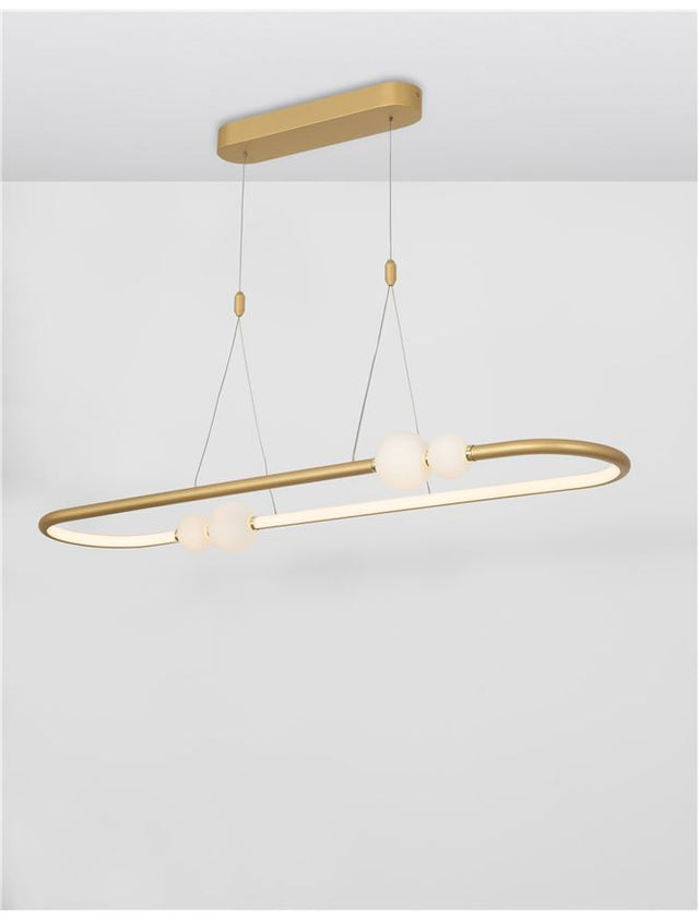 CELIA Dimmable Satin Gold Aluminium Opal Glass LED 44.2 Watt 230 Volt 2660Lm 3000K IP20 L: 100 W: 64 H: 120 cm