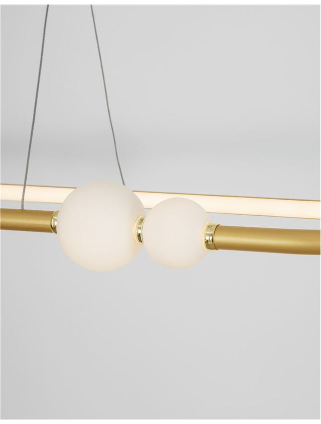 CELIA Dimmable Satin Gold Aluminium Opal Glass LED 44.2 Watt 230 Volt 2660Lm 3000K IP20 L: 100 W: 64 H: 120 cm